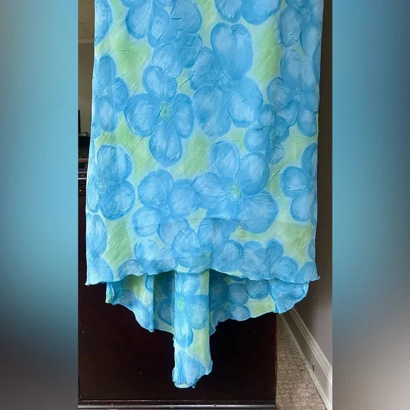 Y2K BE SMART Asymmetric Cowl Slip Maxi Dress Fairy Mermaid Coquette Floral Sz M - Picture 5 of 16